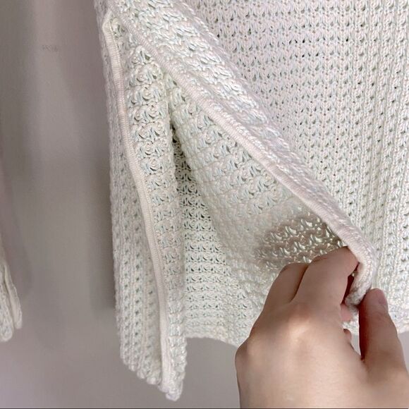 Wilfred | Aritzia Green/Cream Silk/Cashmere Blend Open Knit Sweater Size Small - Picture 6 of 7